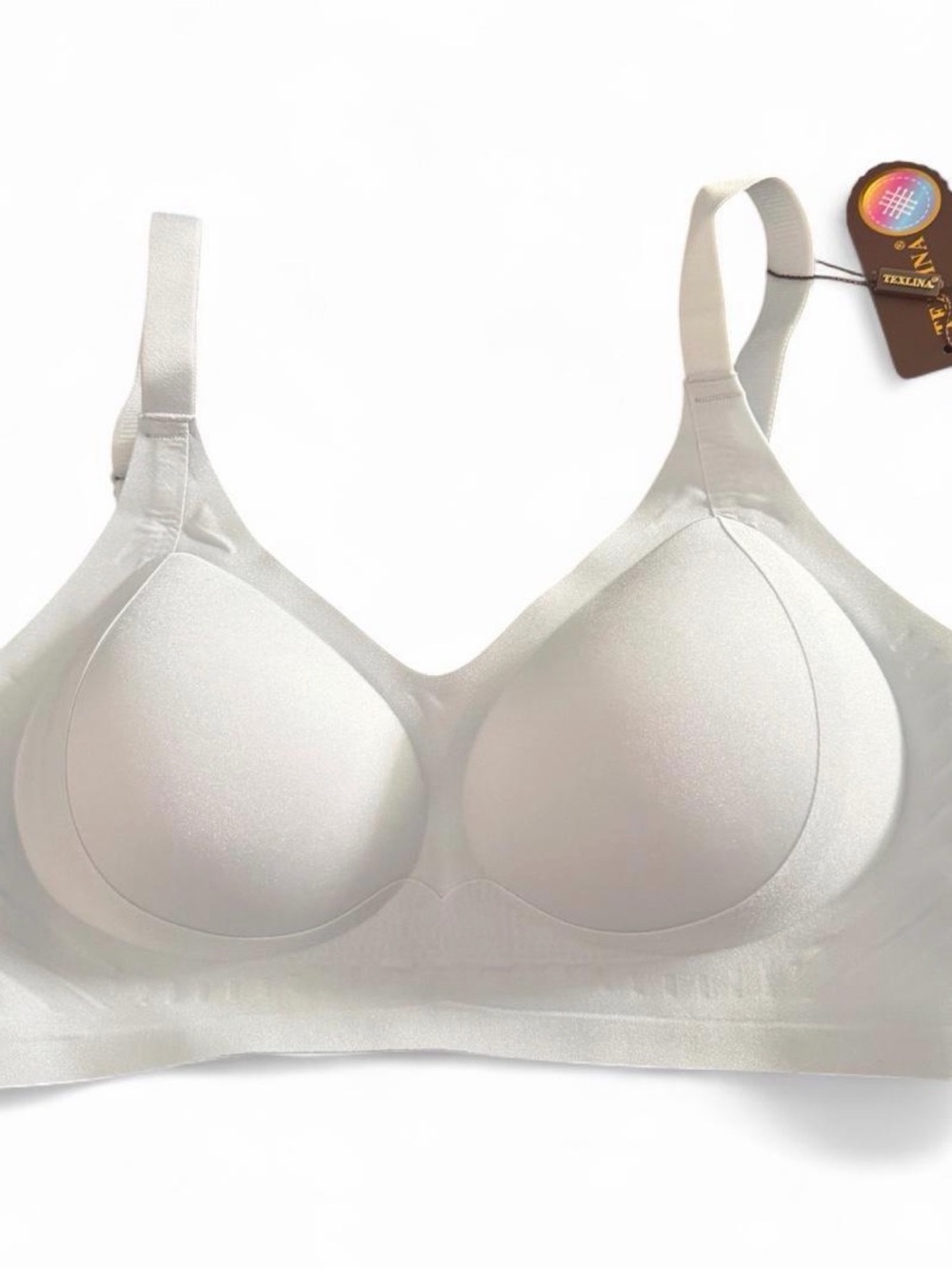 NWT TEXLINA JELLY BRA SEAMLESS COMFY PUSH UP WIRELESS TSHIRT BRA PALE BLUE -MED